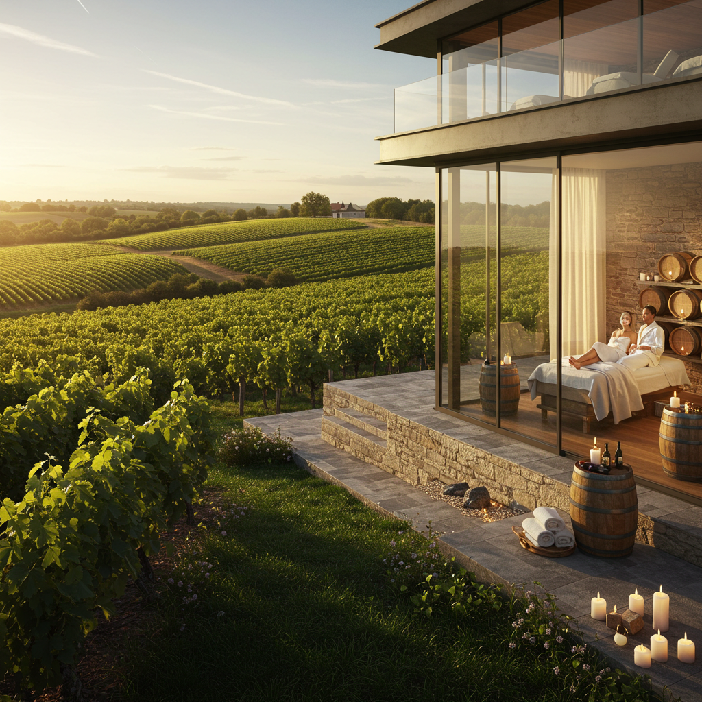 Five-star luxury hotel and spa in French wine country with vineyard views