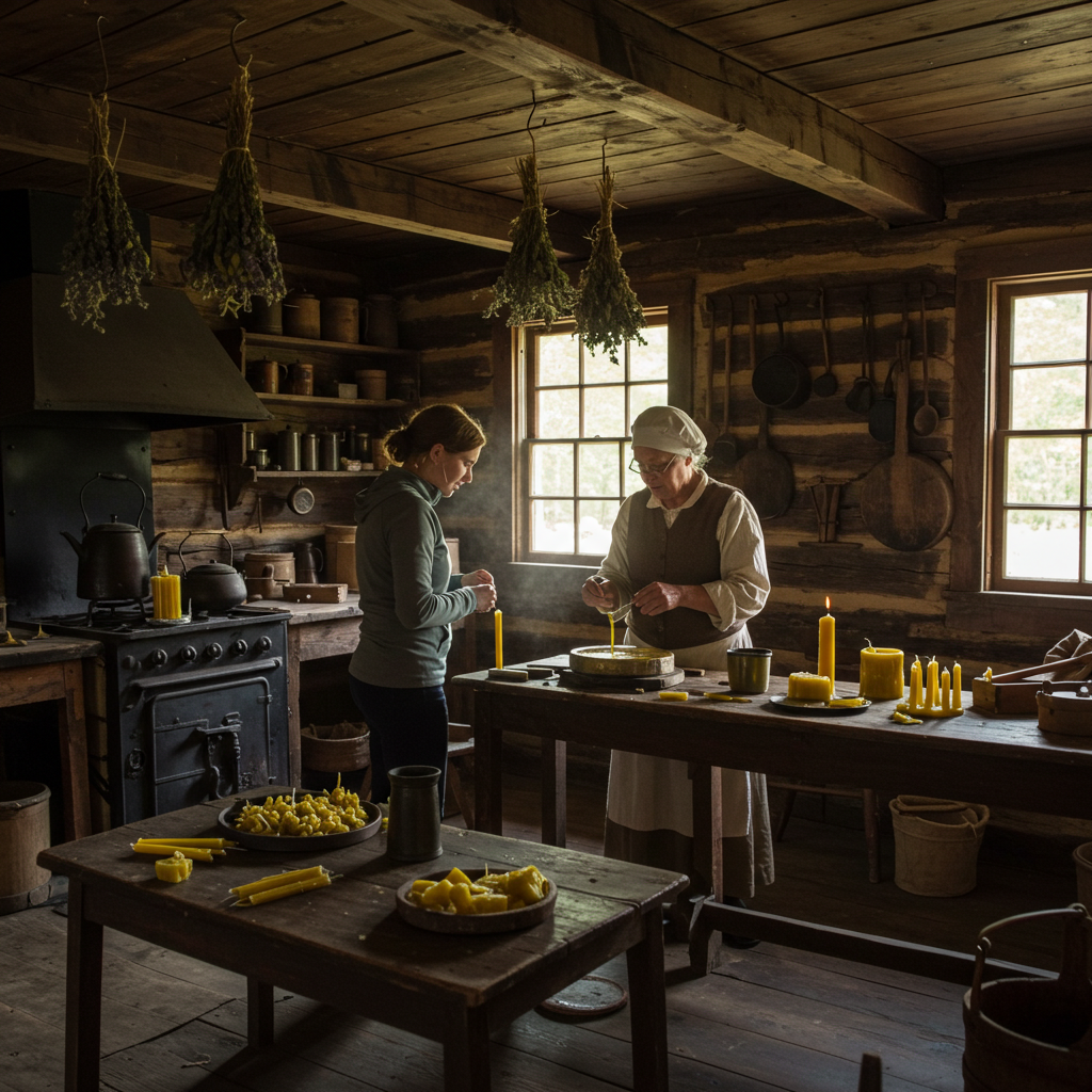 Hands-on candle making workshop at Delaware County Historical Association for budget travelers