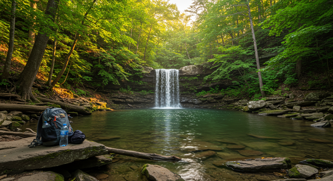 Tompkins Falls waterfall in Delaware County Catskills - hidden swimming hole with no entrance fees